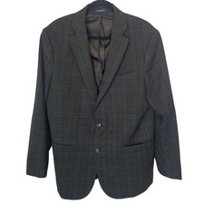 Stafford Mens Plaid Travel Blazer Size 44R Classic Fit Year Round Sport Coat