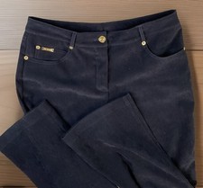 St. John Sport Marie Gray Pants Slacks Black Velvet Velour Straight Women Sz 6