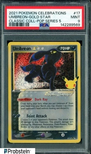 2021 Pokemon Celebrations Classic Pop Series 5 #17 Umbreon Gold Star PSA 9