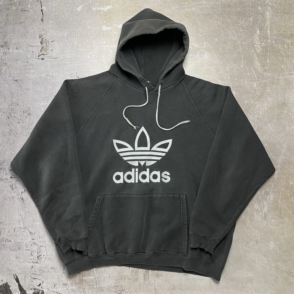 Vintage FADED Adidas Embroidered Trefoil Made in USA Hoodie