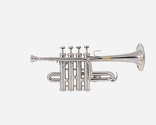 QUEENBRASS Piccolo Trumpet Nickel b/A Pitch 4-Valve Brass with-Case Mouthpiece