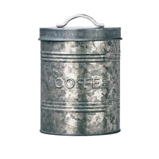 Rustic Kitchen Coffee Metal Canister | Galvanized Metal Storage Container wit...