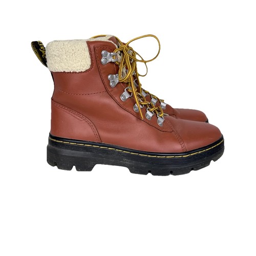 Dr. Martens Combs Faux Fur Lined Brown Boots Women's Size 6