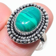 Green Malachite Gemstone Handmade 925 Sterling Silver All Size Ring For Gift