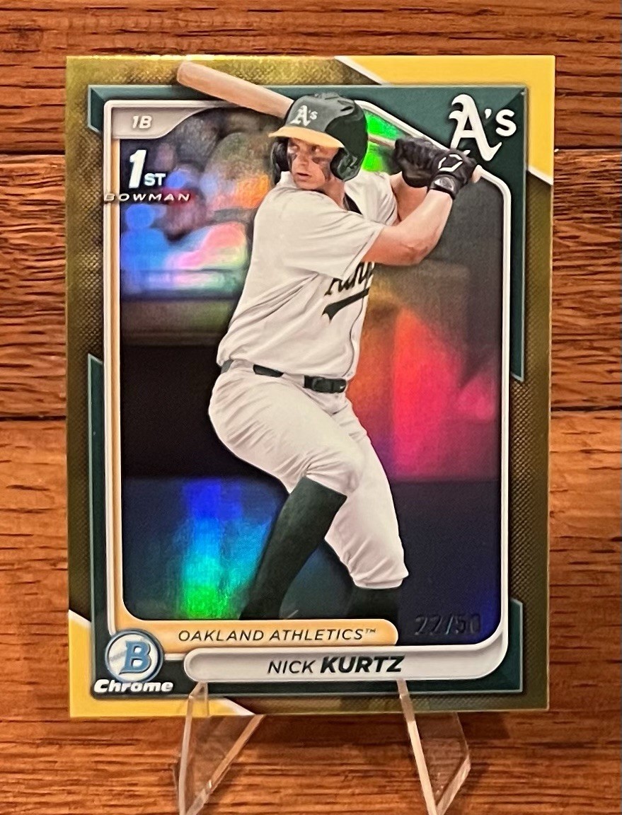 NICK KURTZ 1st Bowman TRUE GOLD Refractor /50🔥 2024 Bowman Chrome 💎 GRADE ME🤩
