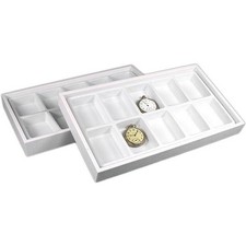 2 White 10 Slot Jewelry Display Inserts Travel Trays