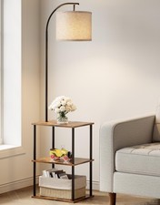 Floor Lamp with Table, Night Stand with Lamp, Narrow Side Table 3CCT LED Bulb