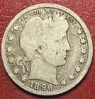 1896 Barber Quarter. Free Shipping
