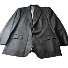 Pronto Uomo Platinum Wool Suit Jacket Blazer 50 Long Charcoal Plaid 2 Button