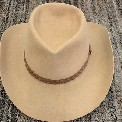 Bailey New West Tan Western Cowboy Hat w/ Braided Band 2x wool Sz 7-1/4