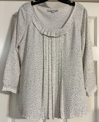 Ann Taylor LOFT Boho Old Money Quiet Luxury Pleated Statement Collar Size M