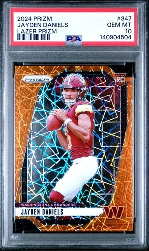 2024 Panini Prizm Jayden Daniels Rookie Lazer Prizm #347 PSA 10 Commanders