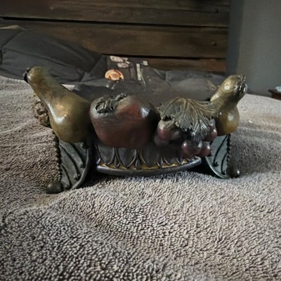 Orion's 2002 Metal Figurine Bowl Fruit Motif Pear Pineapple Grapes