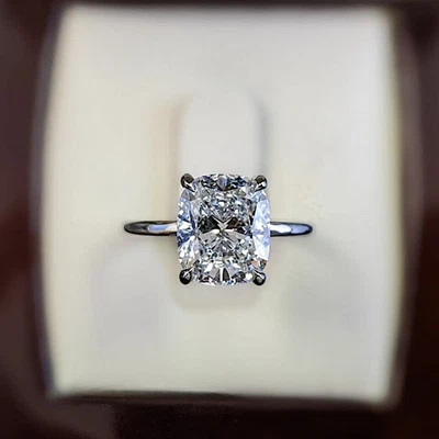 4.10 Ct Cushion Cut IGI Certified Lab Grown Diamond Wedding Ring 18k White Gold - Image 1 of 4