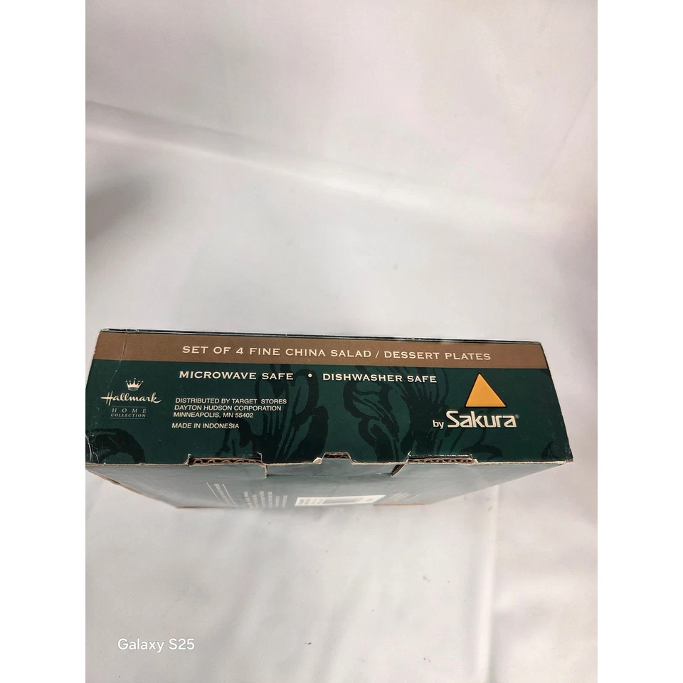 Juego de 4 platos de postre ensalada Hallmark Home Collection Holiday Abundance Sakura Foto 3 de 4