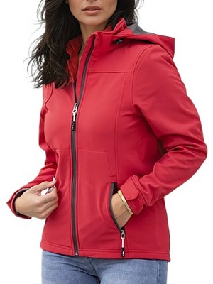 Elevate Damen Softshelljacke Outdoor Jacke Wasserdicht Abnehmbare Kapuze Rot