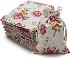 50 Pack Rose Double Drawstring Burlap Bags Gift Reusable Linen Bags Jewelry Pouc