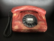Posttelefon FeTAp 791-1 rot-rose-marmoriert mit Wählscheibe TAE Retro Vintage