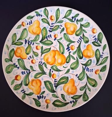 VTG Italian IMA Montelupo Fiorentino Frutta Mista Pears & Leaves Wall Plate 9.5''