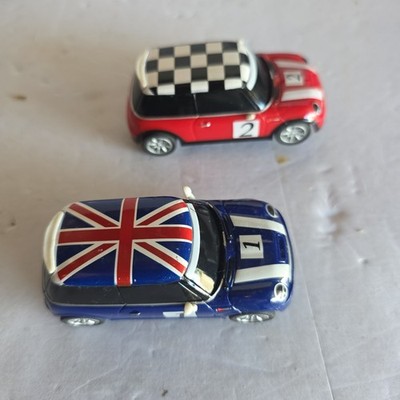 Lot of 2 Carrera Go Mini Cooper No. 1 Blue & No. 2 Red 1:50 Slot Car