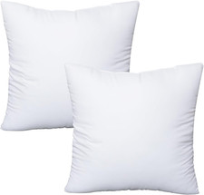 16x16 White Throw Pillow Inserts Set of 2 with 100 Cotton Covers