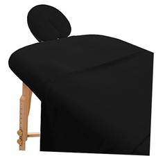 Massage Table Sheets Set - 3 Pcs 100 Cotton Flannel - Includes Fitted Black