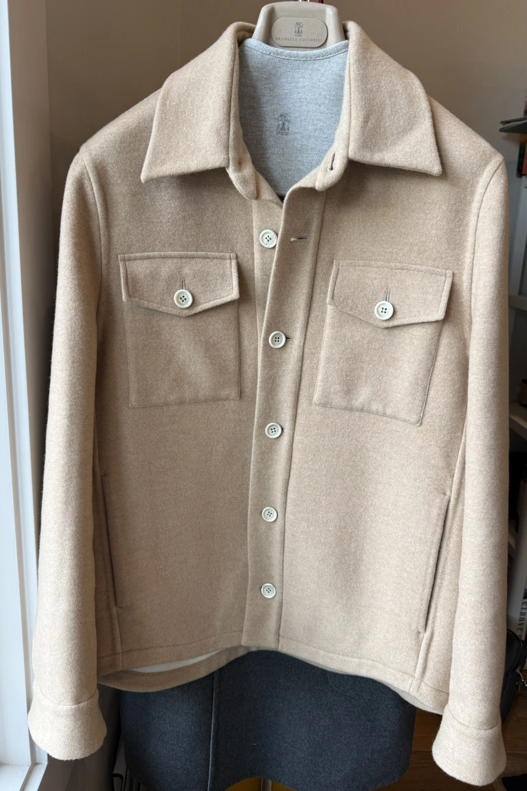 Brunello Cucinelli Cashmere Shirt Jacket, Double Face, Size 48 (medium). $10,950 image 12
