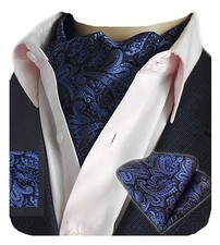 Men's Ascot Paisley Floral Jacquard Woven Gift Cravat Tie and Pocket Square S...