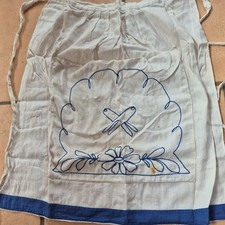 Antike Sch&uuml;rze Bauern-Stickerei Blau mit Taschen Klammersch&uuml;rze Halbsch&uuml;rze Alt