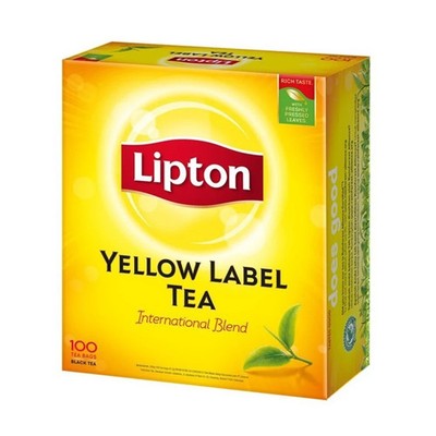 Lipton Yellow Label Black Tea Bags 100 Pack Individual Envelopes Rich Blend