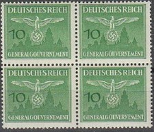 Stamp Germany Poland General Gov't Mi D27 Sc NO27 Block 1943 WW2 War Adolf MNH