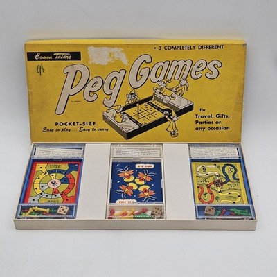 Common Tatar's Peg Games 1954 Vintage Pocket Size - 3 Games, COMPLETE 