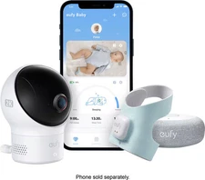 eufy - S340 Smart Sock WiFi Baby Monitor with Receiver, Pan & Tilt 2K Camera,...