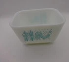 small PYREX square bowl BLUE ROOSTER / CHICKEN no lid AMISH BUTTERPRINT