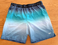 Speedo Swim Trunks Mens Size Medium Green Ombre Shorts Pockets