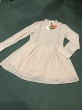 Unique 21 New With Tags Dusky Pink Chiffon High Neck Skater Dress L/S Sz 12 