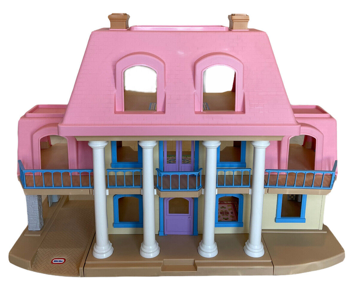 HUGE Little Tikes Vintage Grand Mansion Dollhouse Great Shape Home Garage  RARE