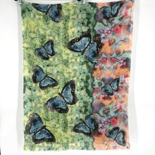 Vintage Women's Butterfly Floral Rectangular Wrap Scarf Multicolor One Size