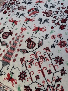 Antique 1940s Folk Art Mexican Otomi Indians Hand Stitch Native American Cowboys