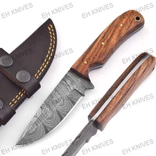 8'' Handmade Damascus Steel Skinner Knife - Hunting Fixed Blade - Gift for Men