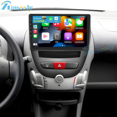 2+32GB Android 15 Apple Carplay Autoradio GPS Navi USB Für Peugeot 107 2005-2014