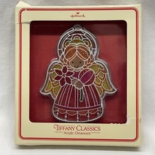 Hallmark 1970s Tiffany Classics Acrylic Ornament Angle Made In USA Tree Trimmer