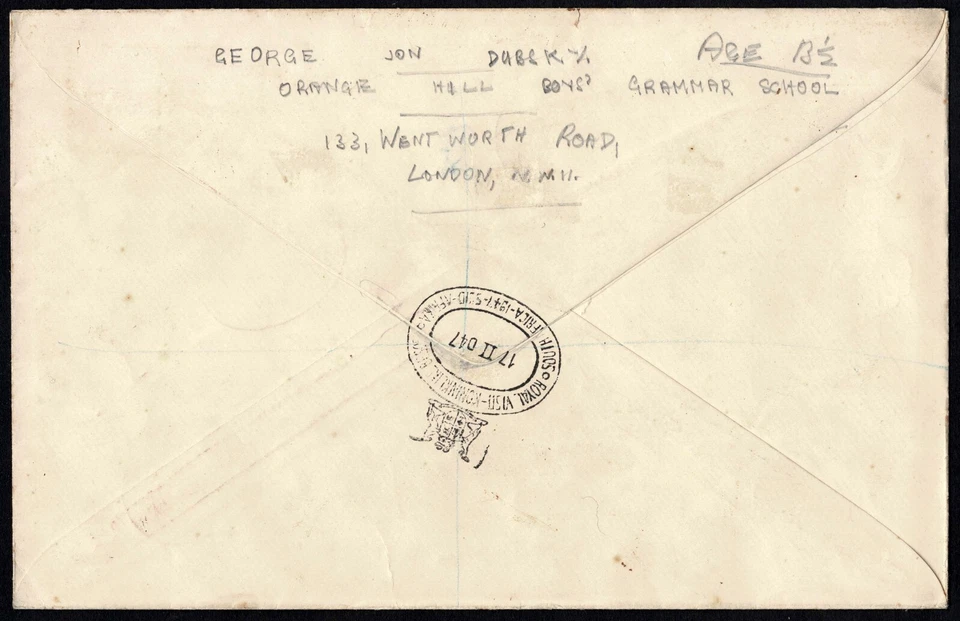 1947 Sudáfrica Royal Tour Cubierta, Juego Completo, Registrado, Pretoria al Reino Unido Foto 3 de 3