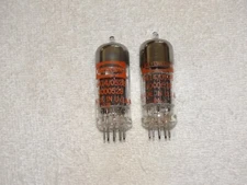 2 x JAN-CRP-6414 Raytheon Tubes*Black Plates*3-Mica*Tested Strong*#8