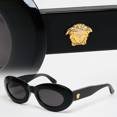 Gianni Versace Sunglasses 1995 Vintage Black Oval Medusa MOD 415