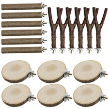 3 Natural Wood Bird Perches for Parrot 18 PCS Natural Wooden Perch Bird Stand...