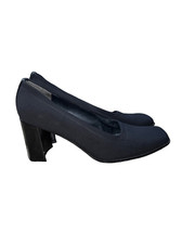 Vintage 1990's Stuart Weitzman Black Square Toe Block Heel Pumps Women's Size