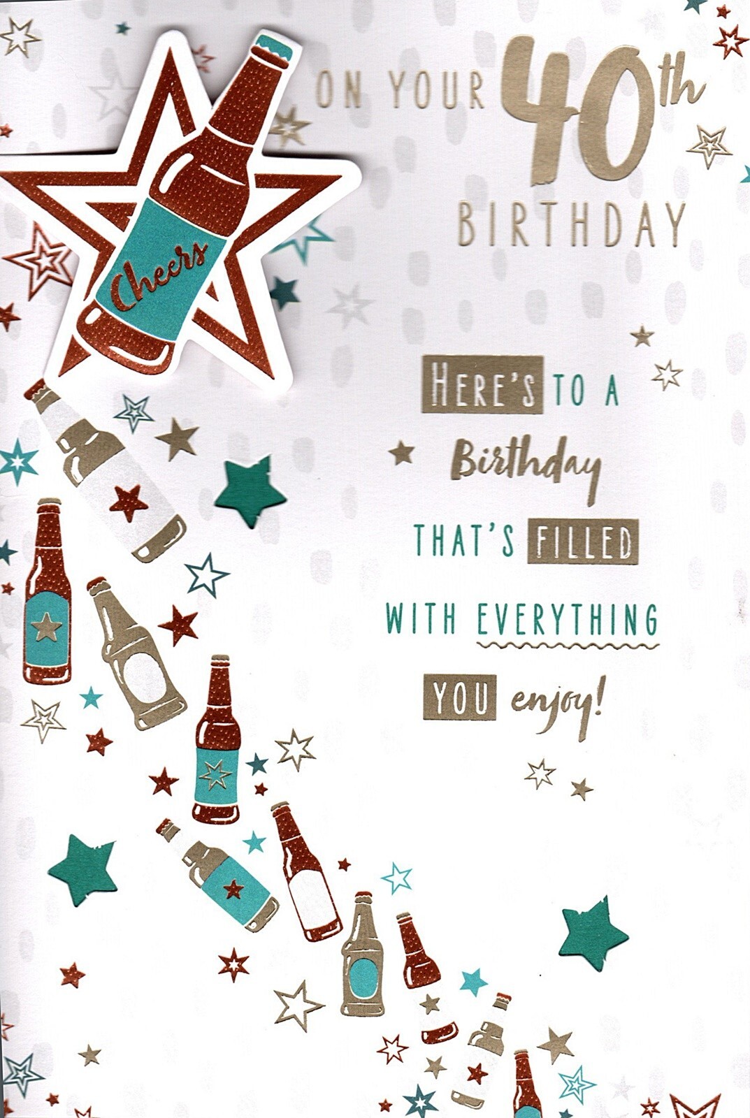 Happy 40th Birthday Card Cheers Beer Bottles Have a Fantastic Day!