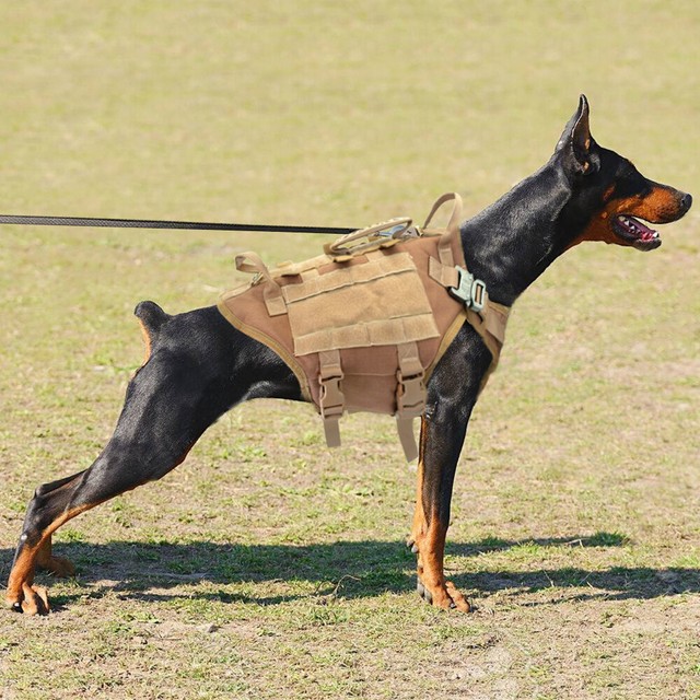K9 POLICE Military Tactical Dog Harness MOLLE Vest Training Adjustable