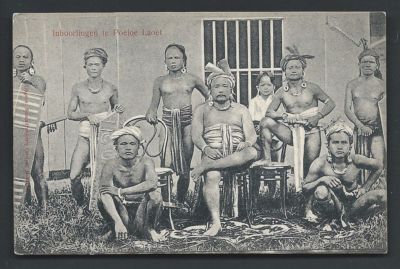 Poeloe Laoet Pulu Laut Dayak Warriors Borneo Kalimantan Indonesia ca 1910